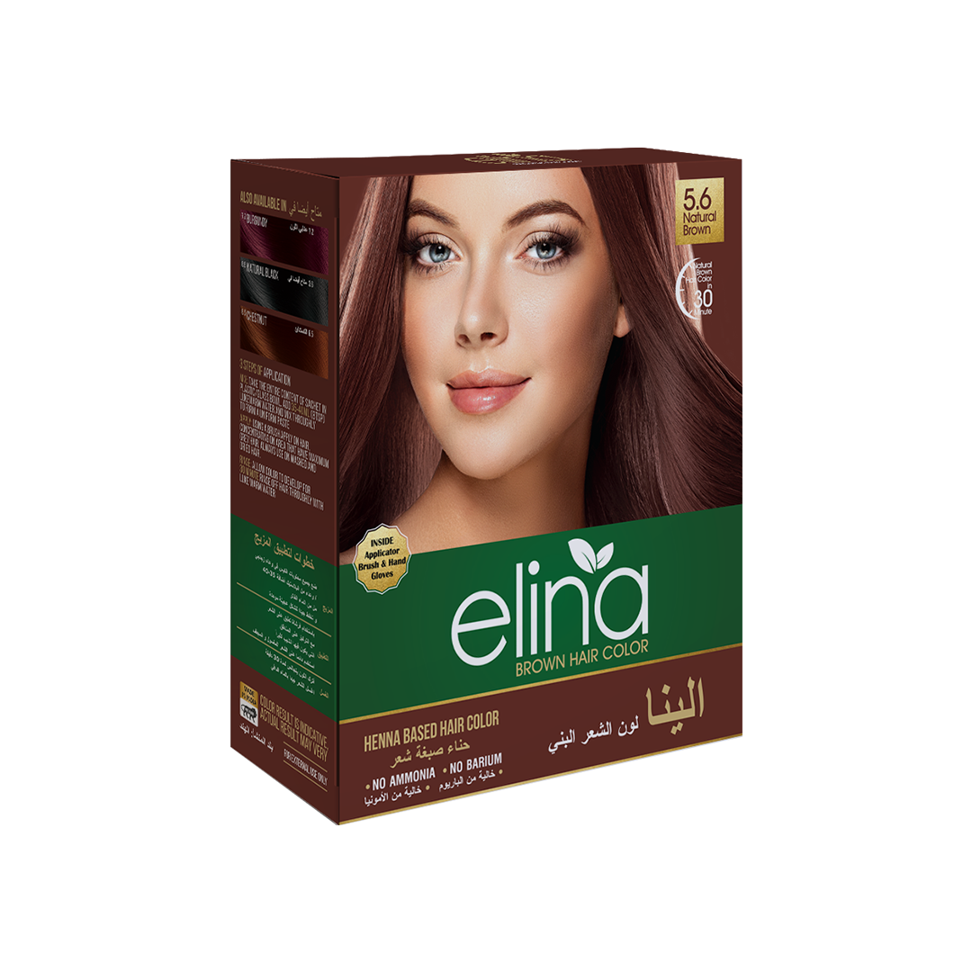 Elina Henna Based Hair Color Powder | Hair Color for Men & Women | Full Coverage of Grey Hair | Long Lasting | No Ammonia & No Barium | Pack of 6 (10g Each) - Brown