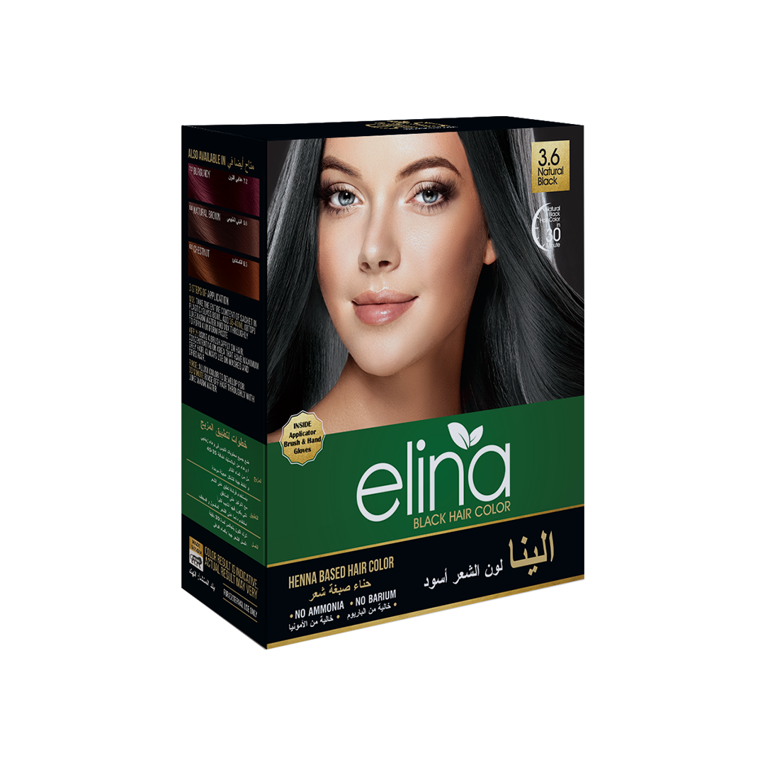 Elina Henna Based Hair Color Powder | Hair Color for Men & Women | Full Coverage of Grey Hair | Long Lasting | No Ammonia & No Barium | Pack of 6 (10g Each) Black