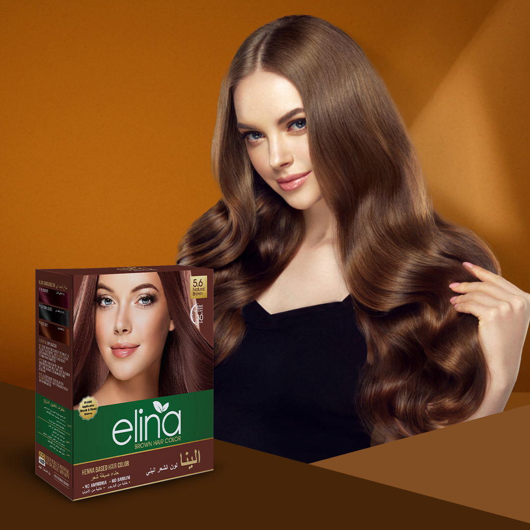 Elina Henna Based Hair Color Powder | Hair Color for Men & Women | Full Coverage of Grey Hair | Long Lasting | No Ammonia & No Barium | Pack of 6 (10g Each) - Brown