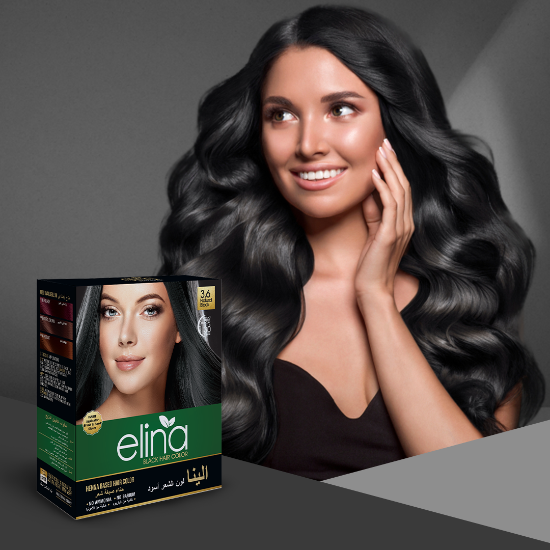 Elina Henna Based Hair Color Powder | Hair Color for Men & Women | Full Coverage of Grey Hair | Long Lasting | No Ammonia & No Barium | Pack of 6 (10g Each) Black
