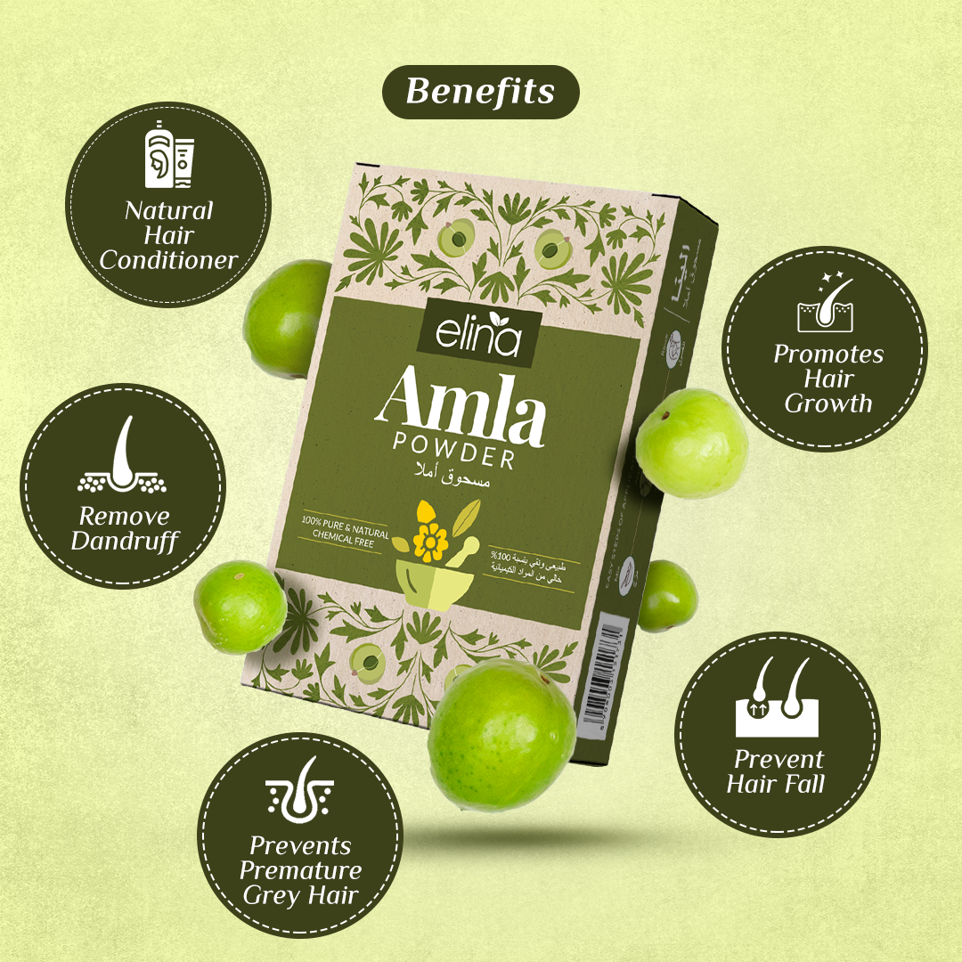 Elina 100% Natural Amla, Reetha, Shikakai Powder for Hair Growth and Strengthening | Organic Ayurvedic Herbal Shampoo and Conditioner | Anti-Dandruff, Prevents Hair Fall, Promotes Shine (300g)