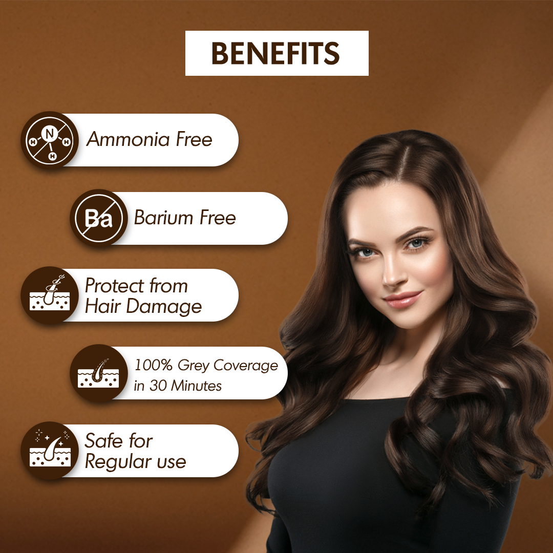 Elina Henna Based Hair Color Powder | Hair Color for Men & Women | Full Coverage of Grey Hair | Long Lasting | No Ammonia & No Barium | Pack of 6 (10g Each) - Dark Brown