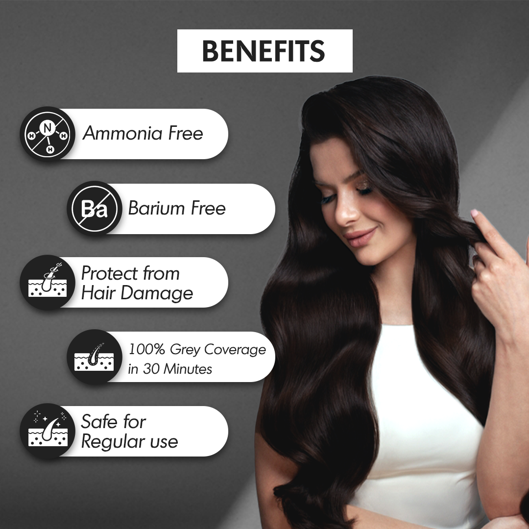 Elina Henna Based Hair Color Powder | Hair Color for Men & Women | Full Coverage of Grey Hair | Long Lasting | No Ammonia & No Barium | Pack of 6 (10g Each) Black