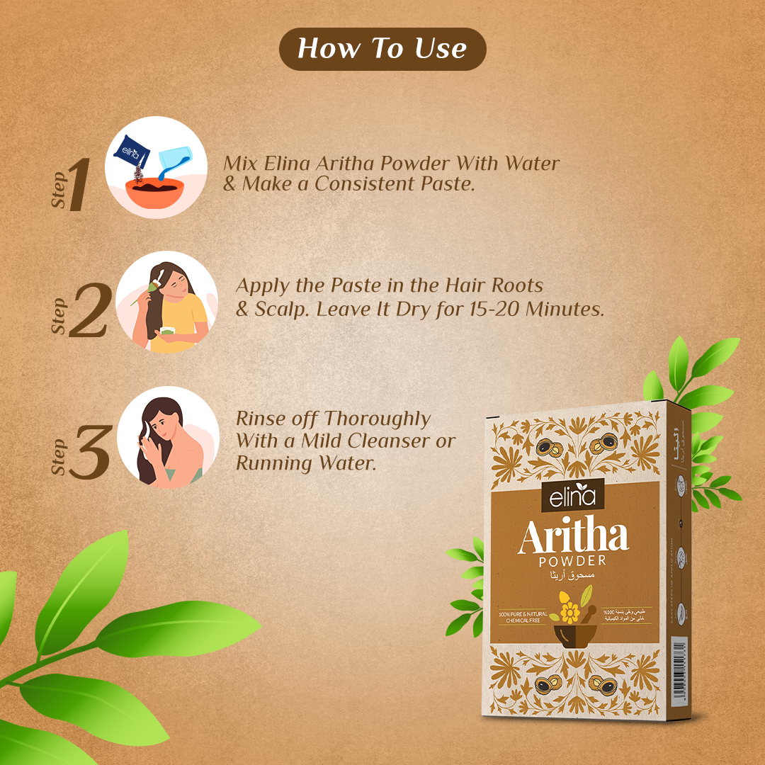 Elina Aritha Powder | 100% Pure and Natural | Aritha Powder for Hair | Natural Hair Conditioner| Sapindus Mukorossi | 100 Grams