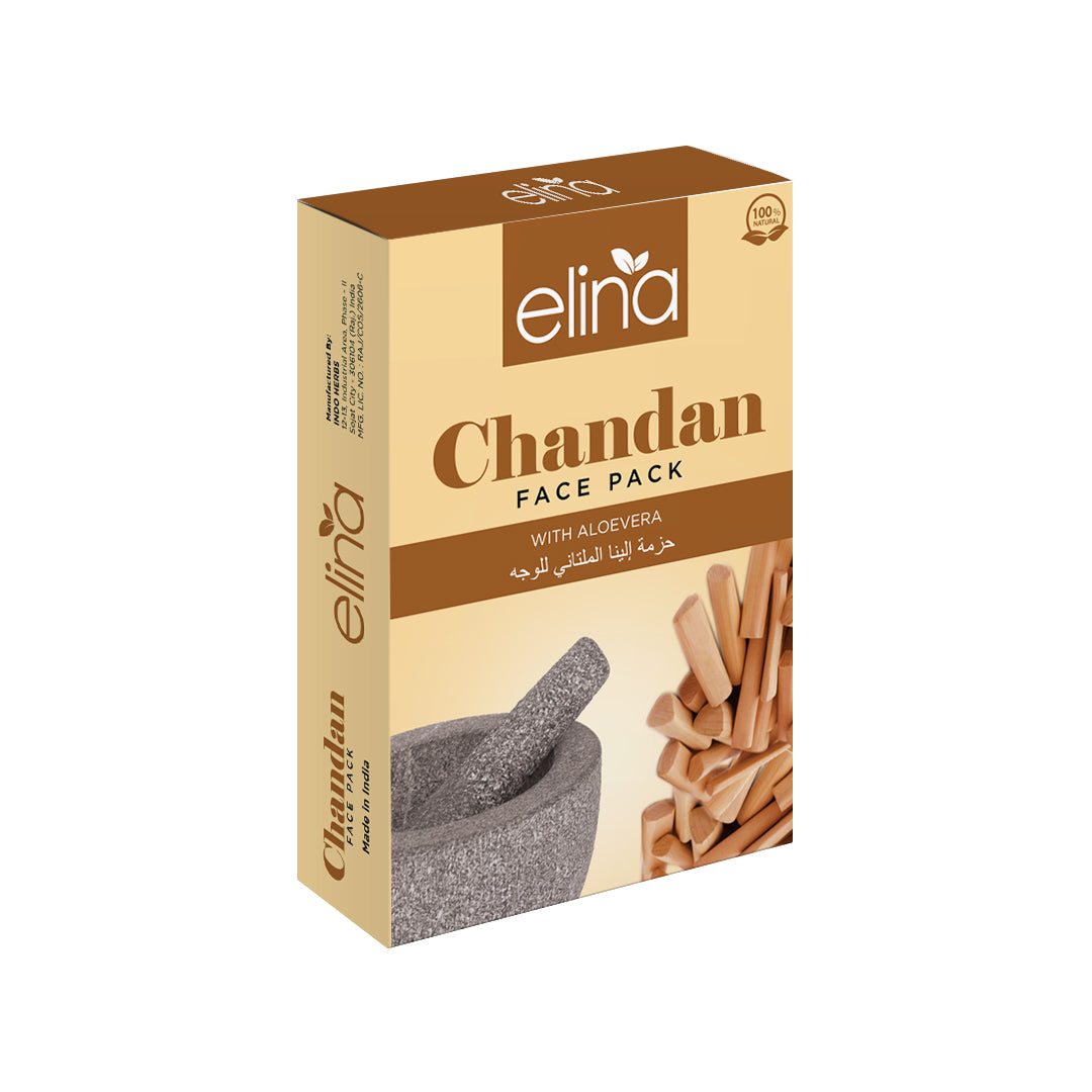Elina Chandan Face Pack with Aloe Vera | Ready to Use Face Pack for Instant Glow, Hydration & Tan Removal | Sandalwood Powder with Aloe Vera for Oil Control, Natural Skin (100gm)
