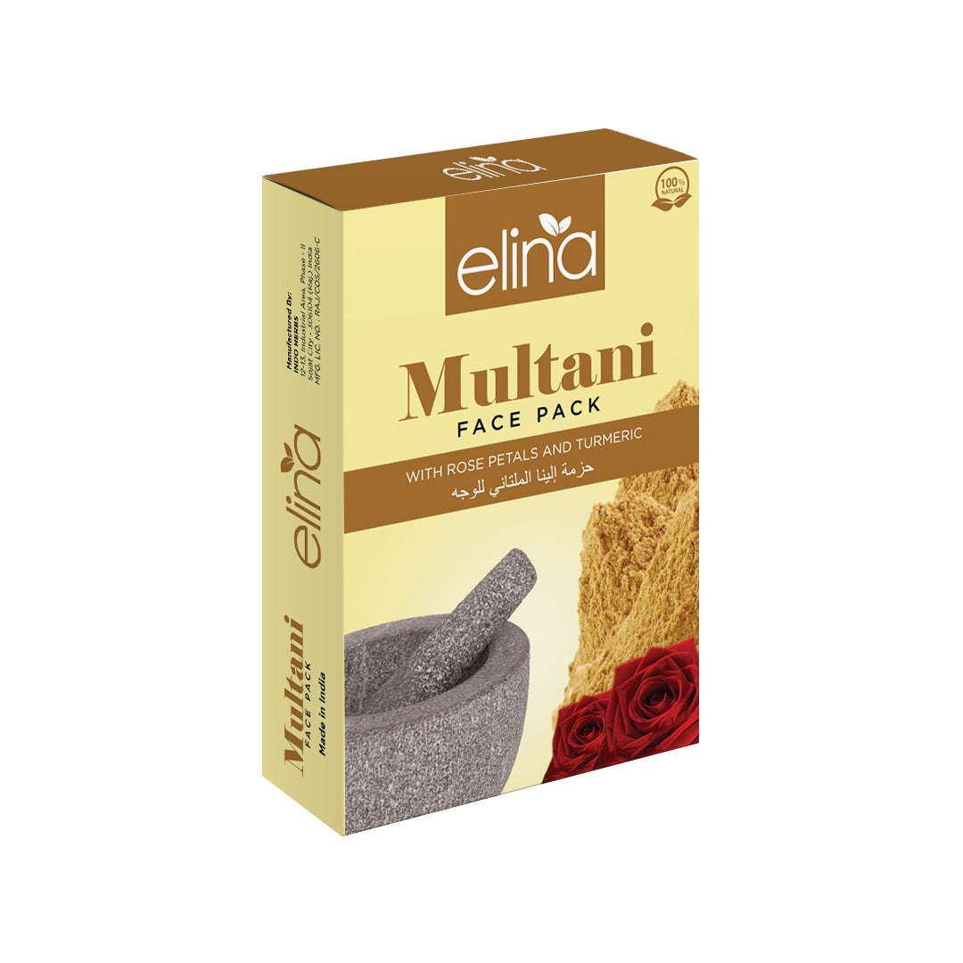 Elina Multani Mitti Face Pack with Rose Petals & Turmeric | Deep Cleansing & Brightening | Oil Control & Acne Care | Ready-to-Use Skin Detox Formula | Natural Face Mask (100gm)